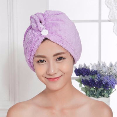 

Coral Velvet Hair Dry Hat Strong Water Absorption Triangular Towel Cap with Buckle