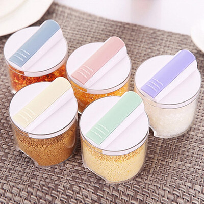 

UpperX 5pcsSet Creative Transparent Seasoning Cans Kitchen Spice Rack Condiment Bottles Pepper Shakers Box