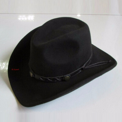 

100 Wool Bowler Hat Male Fedoras Cowboy Cap Wide Brim Mens Fashion Watherproof Woolen Cap Adjustable Fedoras Hat B-8126