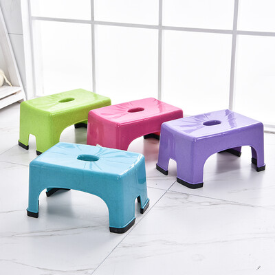 

Double peach SHUANG TAO household plastic thickened stool chair childrens stool bathroom anti-skid stool small bench shoe bench blue 1 Pack