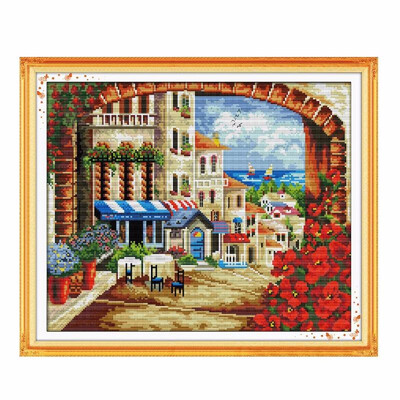 

14 Types Home Decoration DIY Handmade Needlework Cross Stitch Set Embroidery Kit Precise Printed Garden Cottage Design Cross Stitc