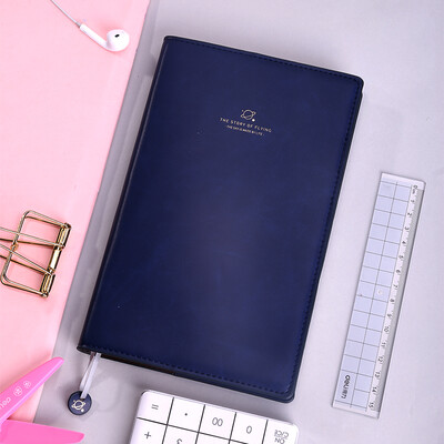 

Deli deli leather small fresh travel account book creative hand-painted schedule plan book dark blue SZ604