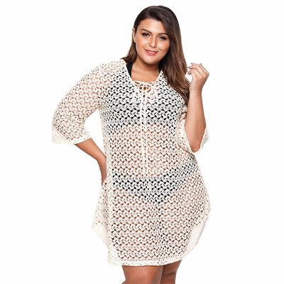 

Weis New V-Neck Seven-Point Sleeve Collar Front Cross Ribbon Crochet Lace Xl Blouse Sun Protection Skirt 420036