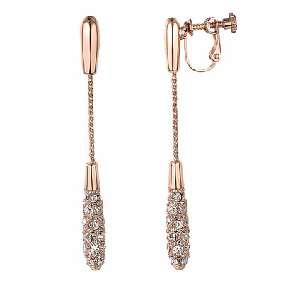 

Yoursfs Clip on Earrings For Women Dangle Crystal 18K RoseWhite Gold Plated Non Pierced Ears