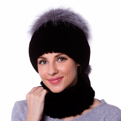 

JKP brand autumn&winter womens hats natural rex rabbit fur high quality handmade bib hat set 2018 new hot fashion trend
