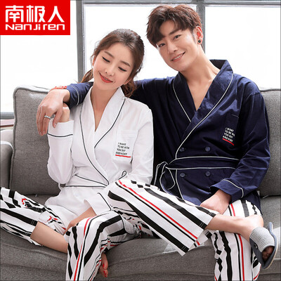 

Antarctic cotton pajamas male Korean version of the kimono couple pajamas women can wear long-sleeved casual home service suits womens kimono sets XL