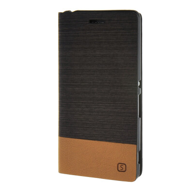 

MOONCASE Sony Xperia Z4 Case Canvas fabric Leather Card Wallet Slot Flip Bracket Back Case Cover coffee