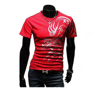 

Zogaa New Mens T-Shirt European Dragon Tattoo Round Collar