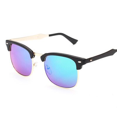 

FEIDU Brand Half Frame Sunglasses Men Women Retro Metal Mirrored Sun Glasses Unisex Travellers Clear Lens Gafas De Sol