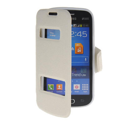 

MOONCASE View Window Leather Side Flip Pouch Stand Shell Back ЧЕХОЛ ДЛЯ Samsung Galaxy Trend Lite S7390 / S7392 White