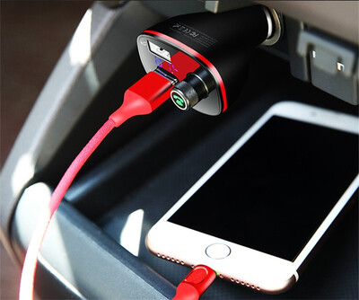 

ROCK Car MP3 Audio Player Bluetooth Kit FM Transmitter Handsfree Calling 5V 34A Dual USB Car Charger Battery Voltage Detection