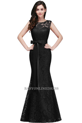 

2018 Elegant Lace Mermaid Evening Dresses Sleeveless Formal Party Dresses With Belt