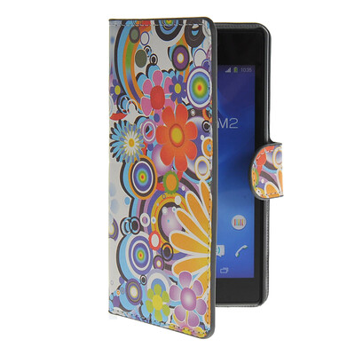 

MOONCASE Flower style Leather Side Flip Wallet Card Slot Stand Pouch Case Cover for Sony Xperia M2