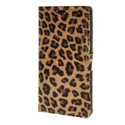 

MOONCASE Leather Leopard Style Card Slot Wallet Bracket Back чехол для LG Magna H520F H500F Leopard