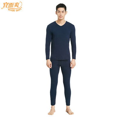 

YOUR SUN cotton ammonia mens thermal underwear thin section V-neck middle-aged autumn clothes long pants cotton sweater bottoming set CN57 deep Tibetan green XXL180