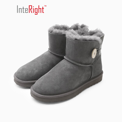 

INTERIGHT fur one warm snow boots fashion button womens boots gray 230