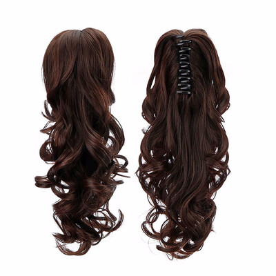 

15" Synthetic Claw Clip On Ponytail Extensions Hair piece Long Curly Clip In Hair Human Extensions Heat Resistant Ponytail Wig