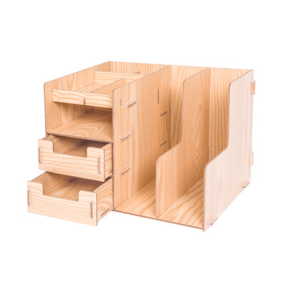 

Jinlongxing Glosen wooden file basket file holder file tray multi-function office supplies desktop manual combination DIY two with drawer storage box D2067 wood grain