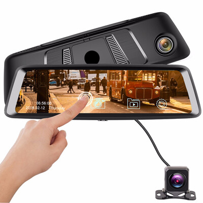 

10"Dash Cam Car DVR Stream Media Dual Lens Mirror Full Touch Screen HDR Reversing Backup Camera kit Front&Rearview Camera S