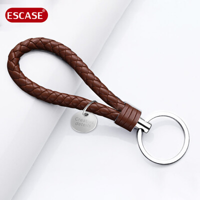 

ESCASE Car Keychain Braided Leather Key LanyardPendantCircle Creative Gift Male&Female Key Chain ES-K19 Brown