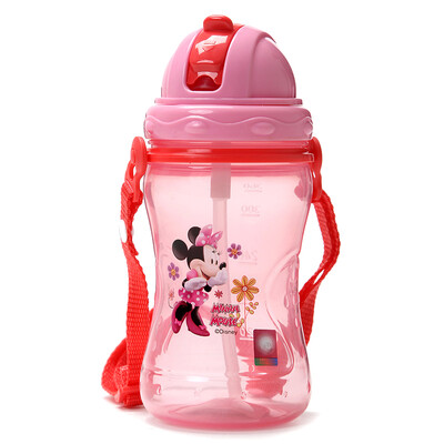 

【Jingdong Supermarket】 Disney Plastic Cup Children's Sports Belt Suction Water Cup Student Water Bottle 360ML Minnie Powder