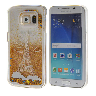 

MOONCASE 3D Quicksand Liquid Flowing Shinny Hard Plastic Transparent Clear Case Cover for Samsung Galaxy S6 Edge Gold