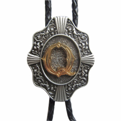 

Men Bolo Tie Original Initial Letter Western Cowboy Cowgirl Wedding Bolo Tie Leather Necklace