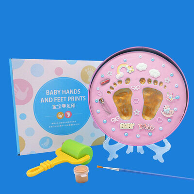 

Extreme space JDKJ baby hand&foot print mud full moon newborn ink pad baby hand&foot print mud baby bottle pink section