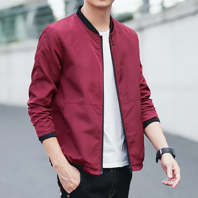 

Plus Size 2018 Mens Fashionable Casual Zippers Jackets Solid Color Stand Collar Cardigan Jacket