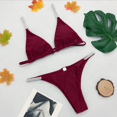 

Sexy swimsuit pure color bikini