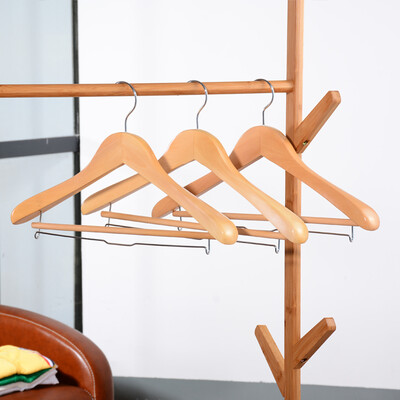 

Maybelline thick wide shoulder solid wood hanger 45cm suit set high-grade hanger multi-purpose pants rack scarf rack
