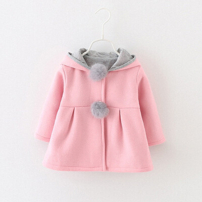 

Cute Rabbit Ear Hooded Girls Coat New Spring Top Autumn Winter Warm Kids Jacket Outerwear Children Clothing Baby Tops Girl Coats
