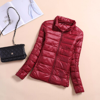 

Camping & Hiking Down Light thin short female Stand collar Down Jackets Keep warm Down jacket Large code fat girl