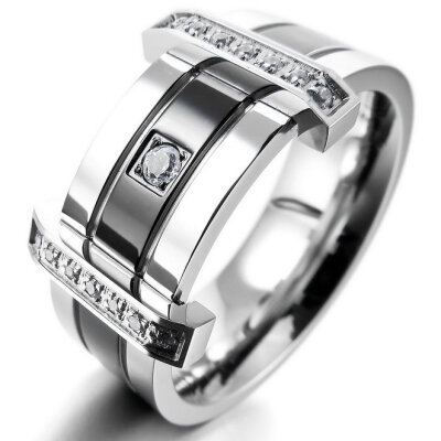 

Hpolw Mens Cubic Zirconia Stainless Steel Rock crystal Ring, Charm Elegant superior quality Wedding ring