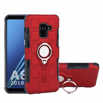 

SHS Phone Case For Samsung Galaxy A8A8 2018A8 PlusA8 Plus 2018 Luxury Armor Ring Bracket Silicon TPU Lattice texture