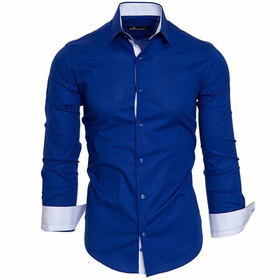 

Men Fashion Long Sleeve Shirts Cotton Business Turn-down Collar Shirts Plus Size XS-4XL