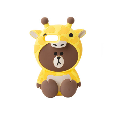 

LINE FRIENDS Jungle Series Brown Bear Mobile Shell Giraffe iPhone7 PLUS Silicone Cover Anti-fall Wearable Phone Case