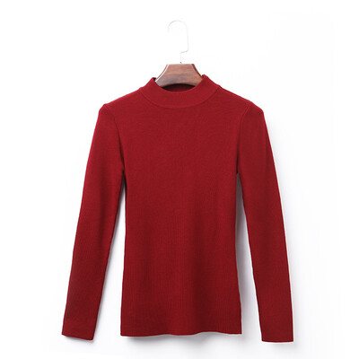 

Canvaus Early Spring New Fashion Slim Half-high Collar Pullovers Long-sleeved Knitted Bottoming Sweaters