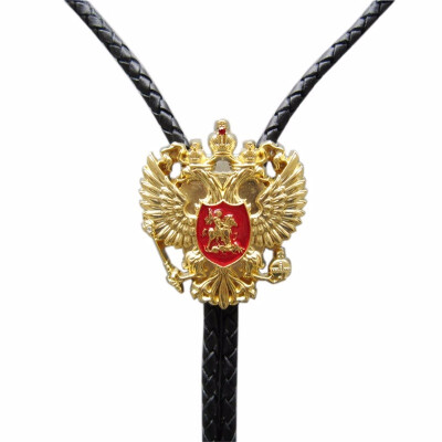 

Original Gold Plated Russian Double Headed Empire Eagle Rhinestone Bolo Tie