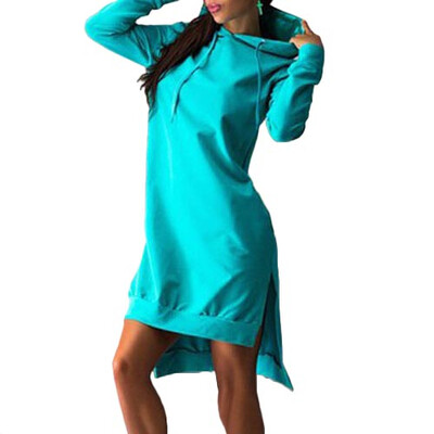 

CT&HF Women Irregular Hoodie Dress Cotton Women Hooded Dresses
