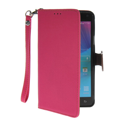 

MOONCASE Litch Skin Leather Side Flip Wallet Slot Pouch Stand Shell Back ЧЕХОЛ ДЛЯ Samsung Galaxy Note 4 N9100 Hot pink