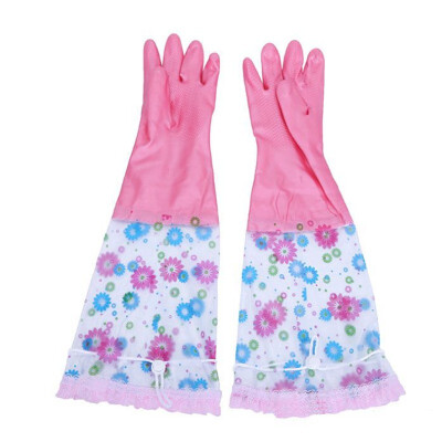 

UpperX 45cm Dishwashing PVC Gloves Cleaning Household PVC Gloves Keep Warm plush Lining Car Washing Gloves 1 PairPink