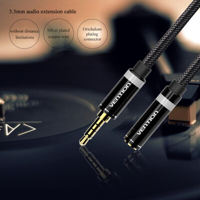 

Vention 0.5M/1M/2M/3M/5M 3.5mm Audio Extension Cable Jack Male to Female Aux Phone cable stereo headphone adapter for iphone 6s Pc Mp3