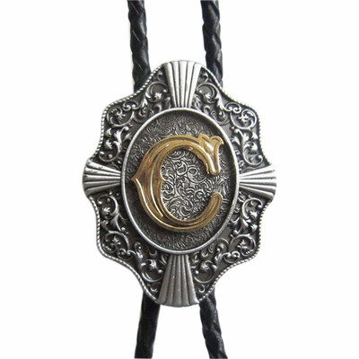 

Men Bolo Tie Original Initial Letter Western Cowboy Cowgirl Wedding Bolo Tie Leather Necklace