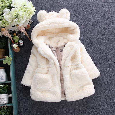

2018 New Winter Baby Girls Clothes Faux Fur Fleece Coat Pageant Warm Jacket Xmas Snowsuit 1-8Y Baby Hooded Jacket Outerwear