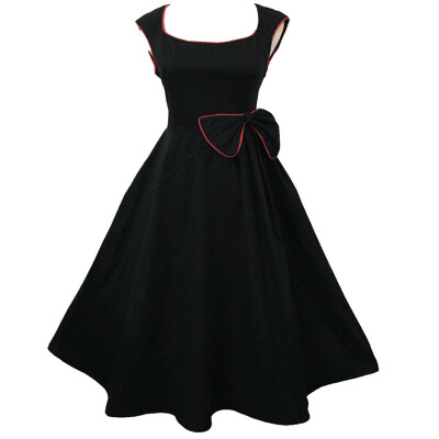 

Vintage Sleeveless Dress Lapel Bow Big Skirt