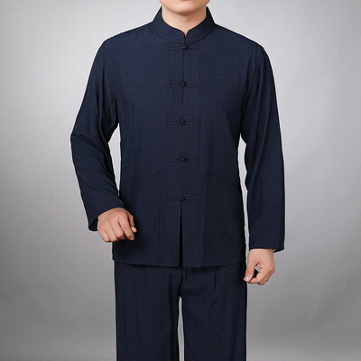 

Middle aged&old mens Tang suit long sleeved suit spring&autumn old man Chinese father Chinese tunic suit Chinese styl