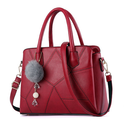 

SMOOZA Hot Sale 2018 New Fashion Big Bag patchwork Women Shoulder Messenger Bag Ladies Handbag thread criss cross totes fur ball