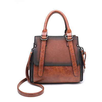 

CAROLING ANGEL PU Leather Women Handbag Vintage Tote Bag Panelled Stone Women Shoulder Bag Messenger Bag