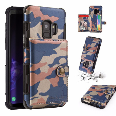 

SHS Phone Case For Samsung Galaxy S9S9 Plus Fashion Card slot Camouflage Multifunction Purse Protection